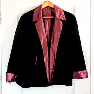 Vintage Maria Pinto Black Rose Wine Velvet Jacket